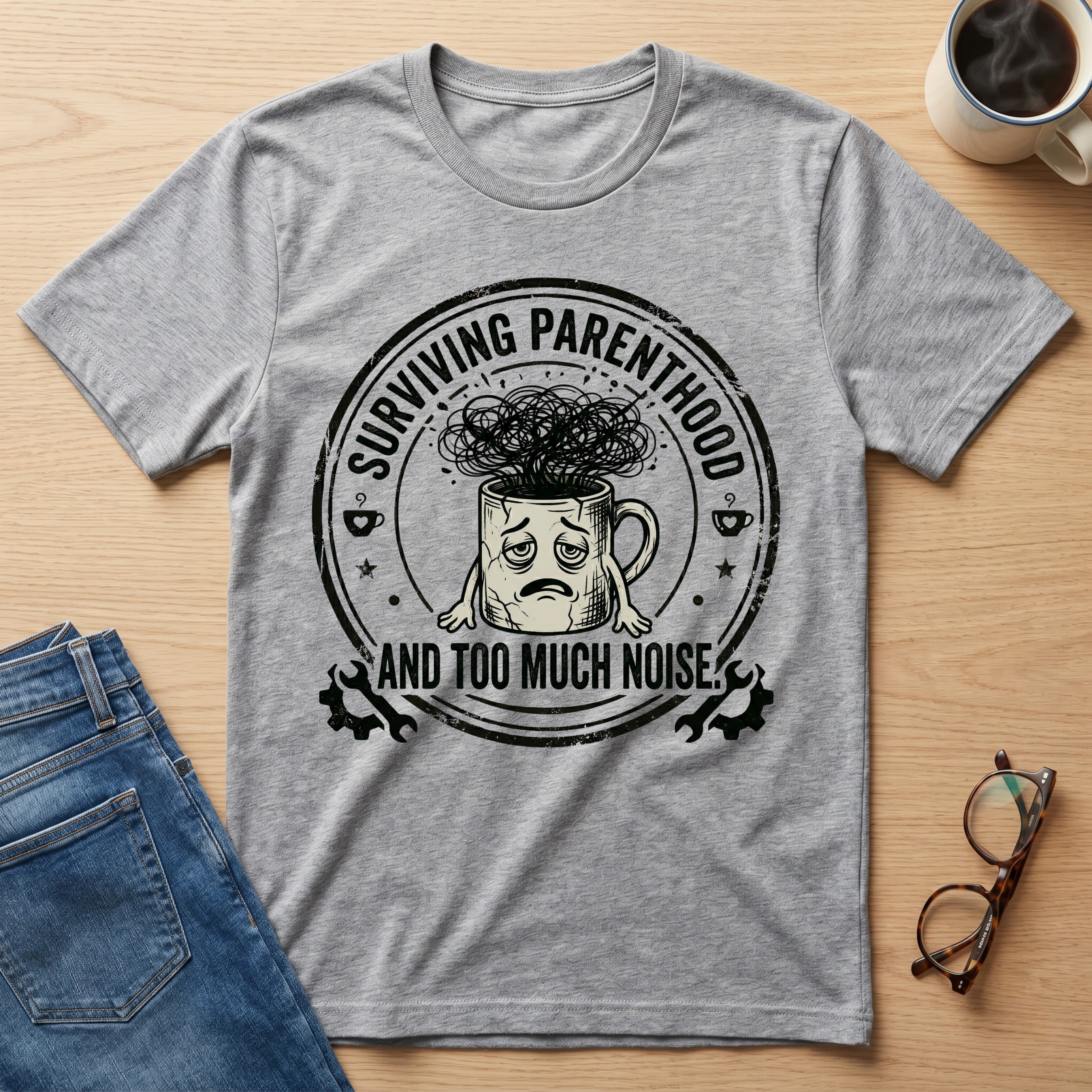 Surviving Parenthood and Too Much Noise T-Shirt