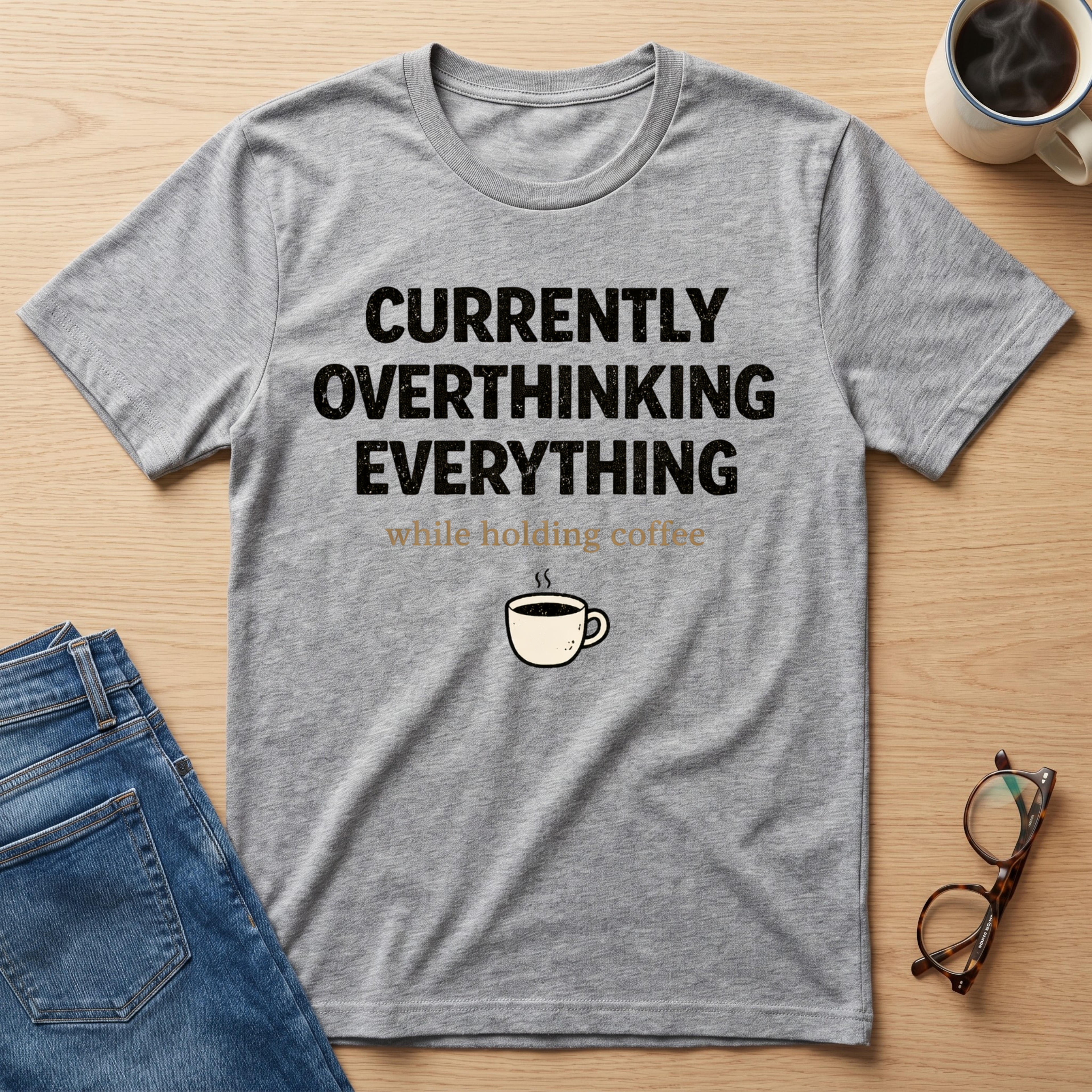 Currently Overthinking Everything While Holding Coffee T-Shirt