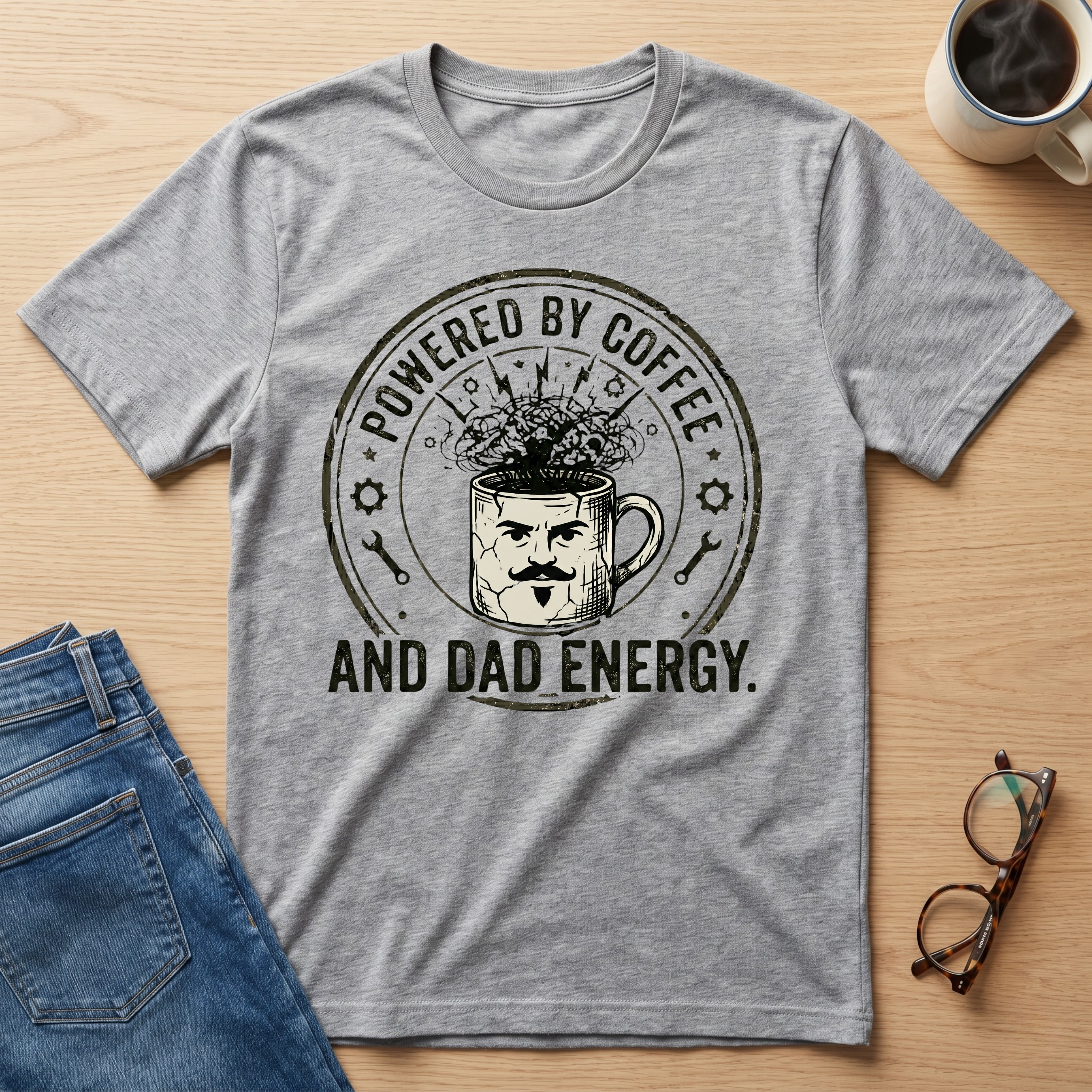 Powered by coffee and Dad energy T-Shirt