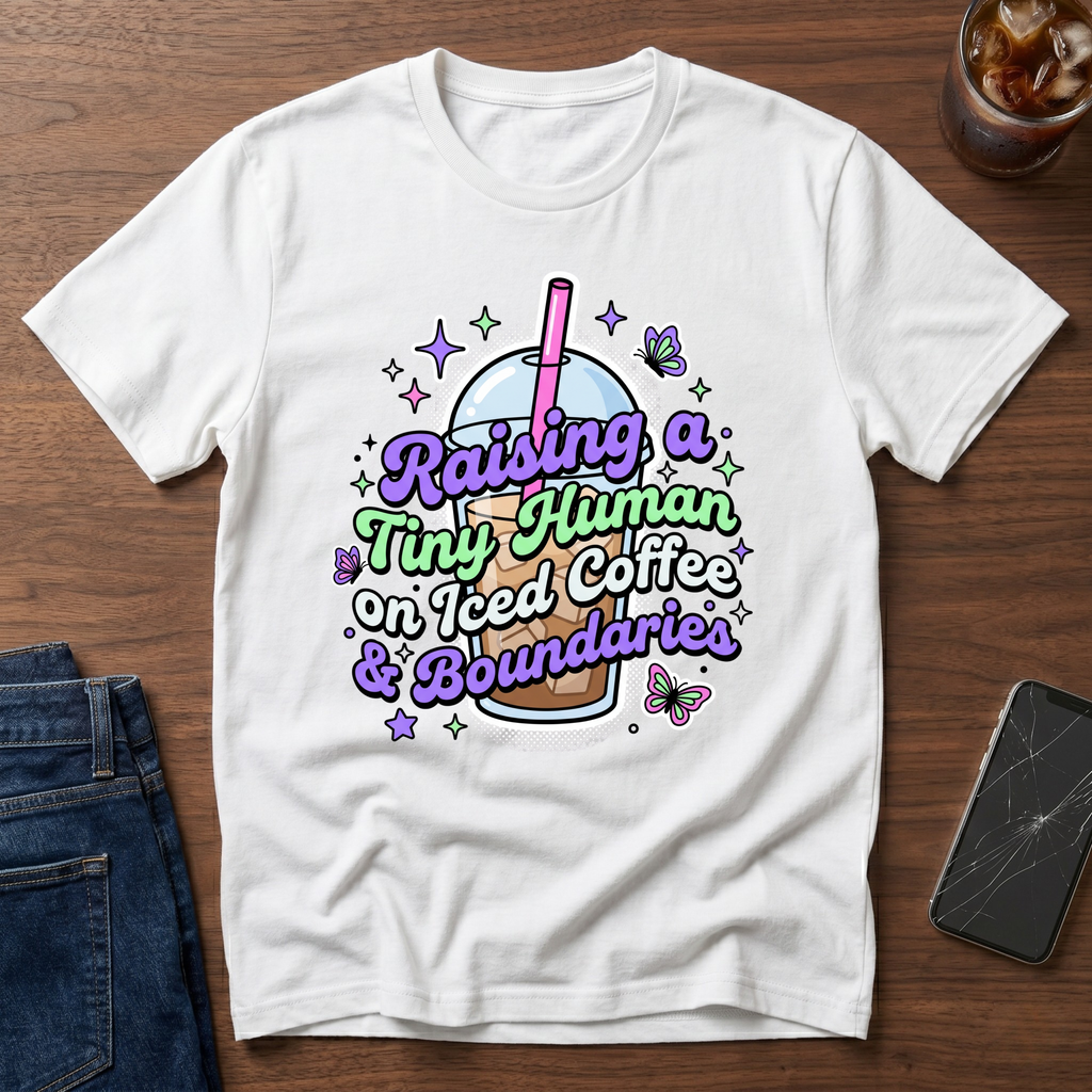 Raising A Tiny Human On Iced Coffee T-Shirt