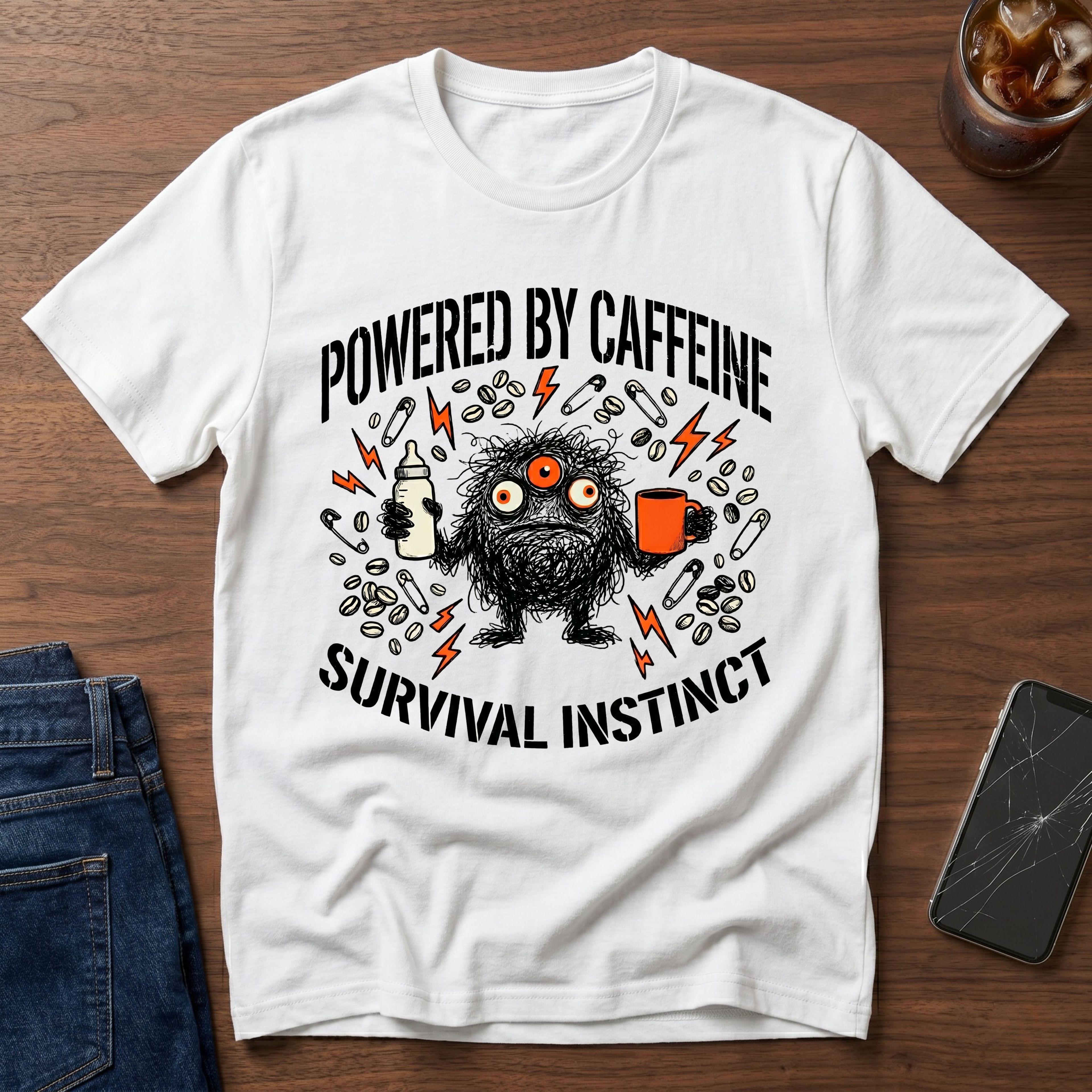 Powered by coffee & survival instinct T-Shirt