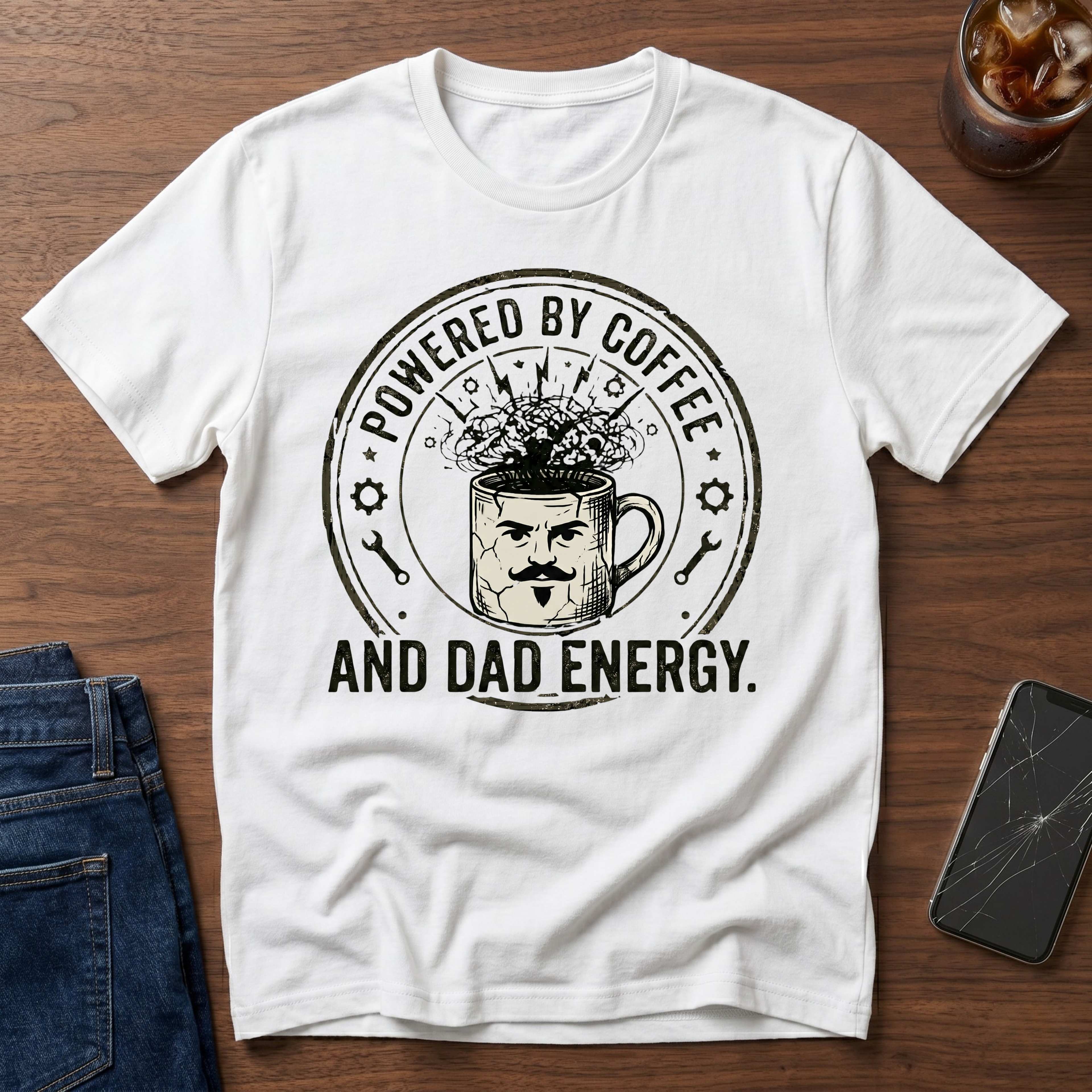 Powered by coffee and Dad energy T-Shirt