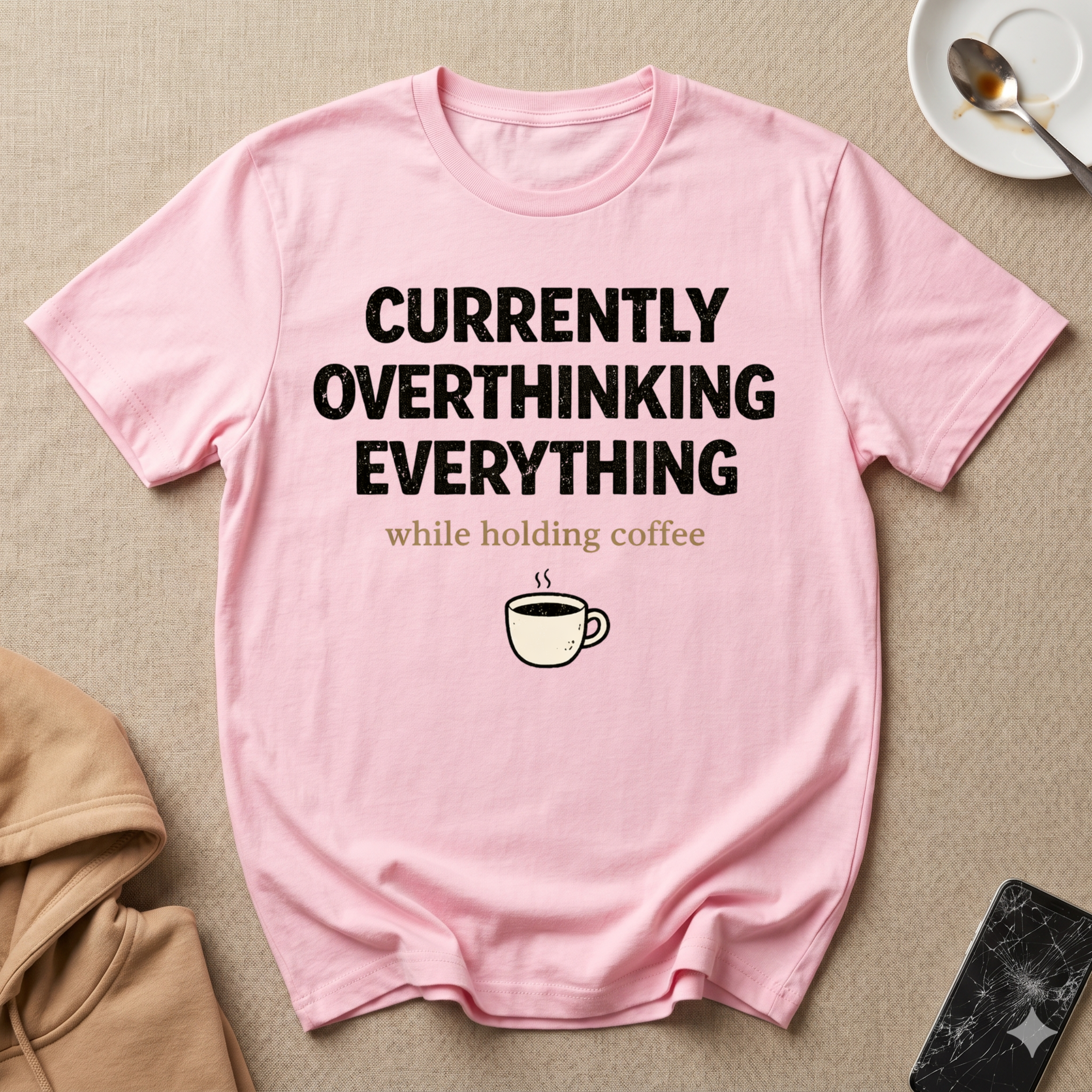 Currently Overthinking Everything While Holding Coffee T-Shirt