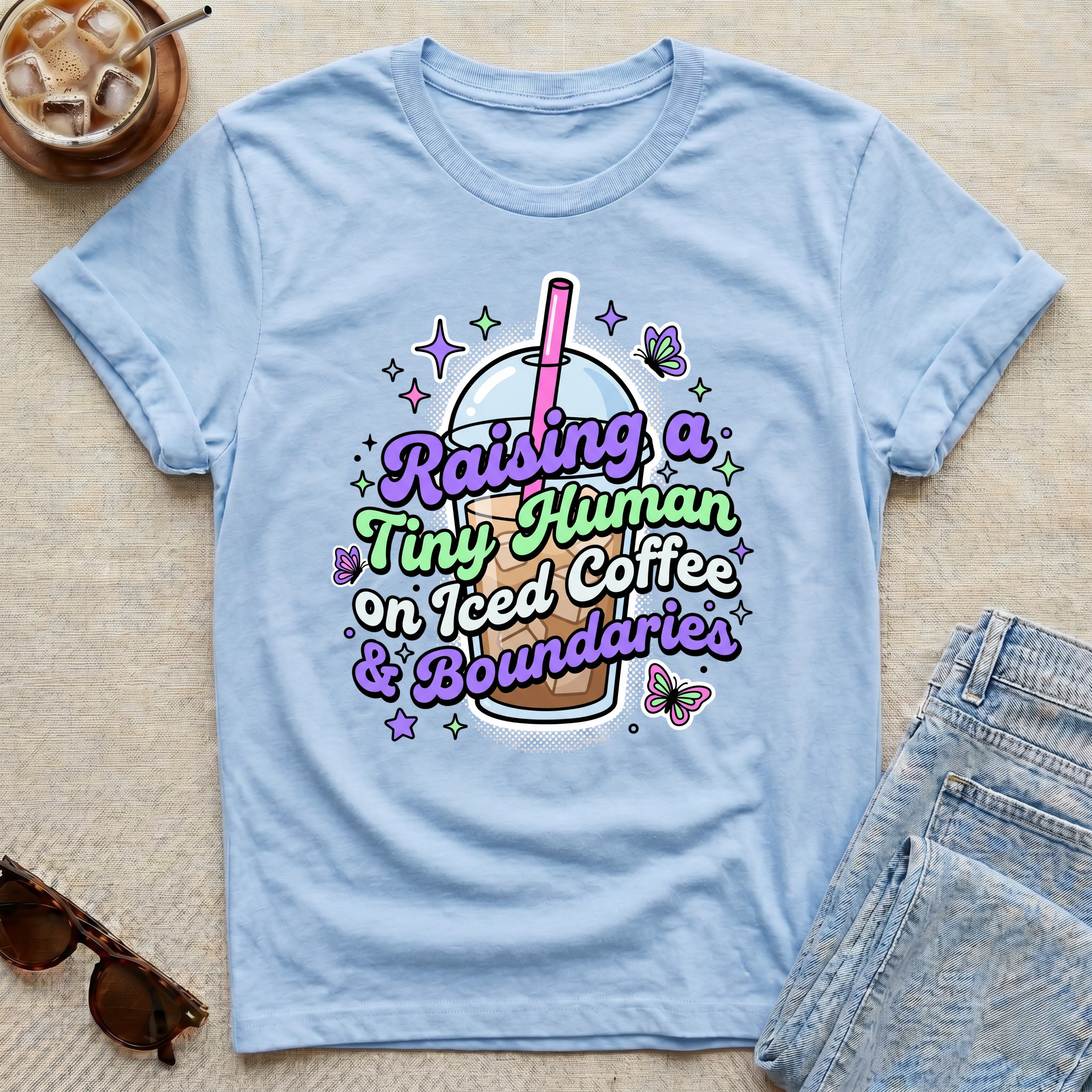 Raising A Tiny Human On Iced Coffee T-Shirt