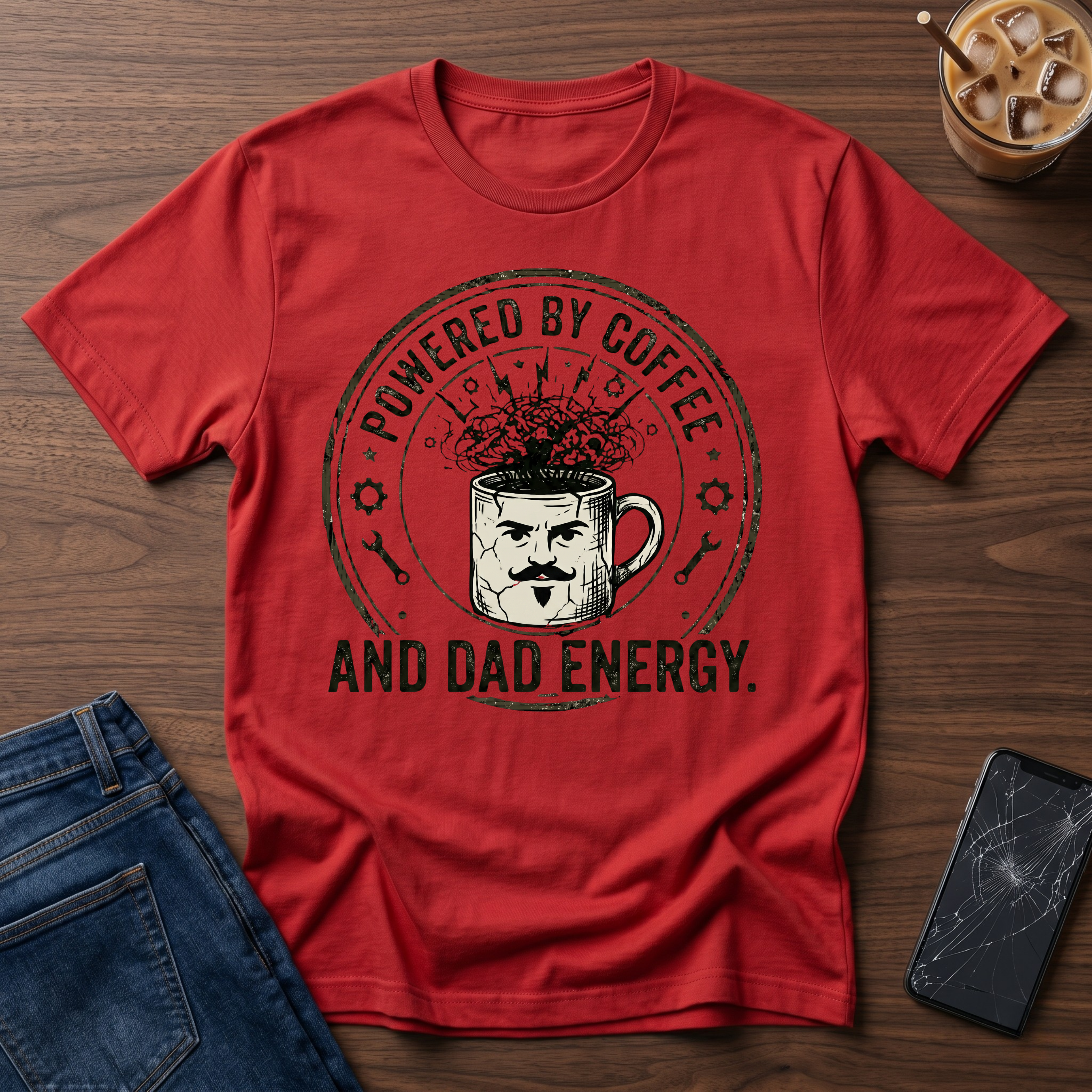 Powered by coffee and Dad energy T-Shirt
