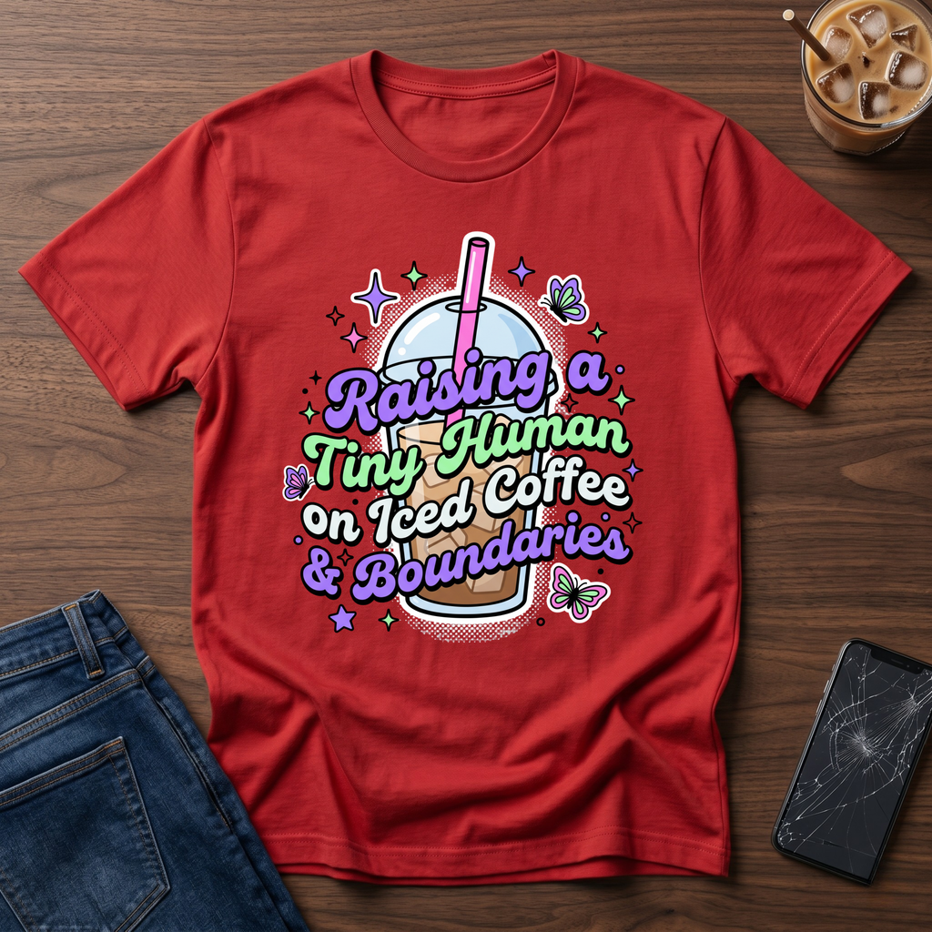 Raising A Tiny Human On Iced Coffee T-Shirt