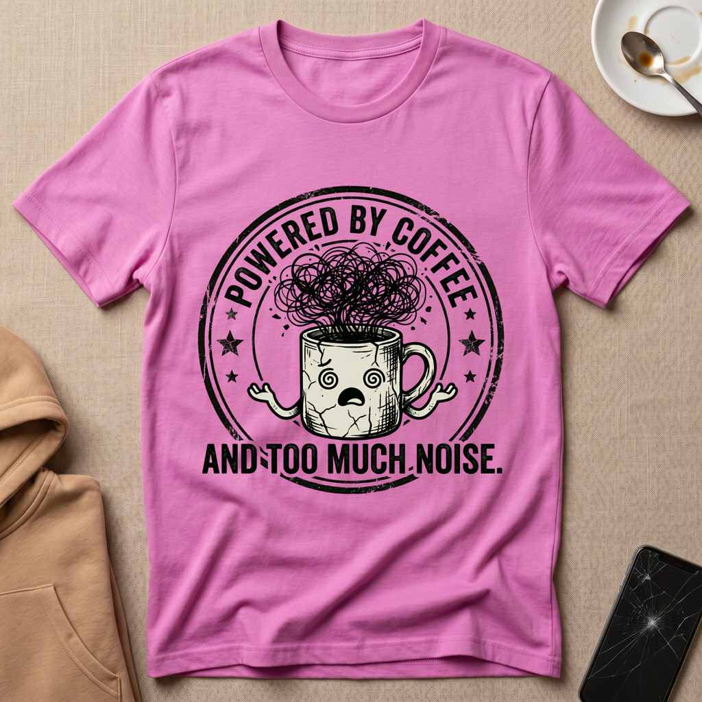 Powered by coffee and Too Much Noise T-Shirt