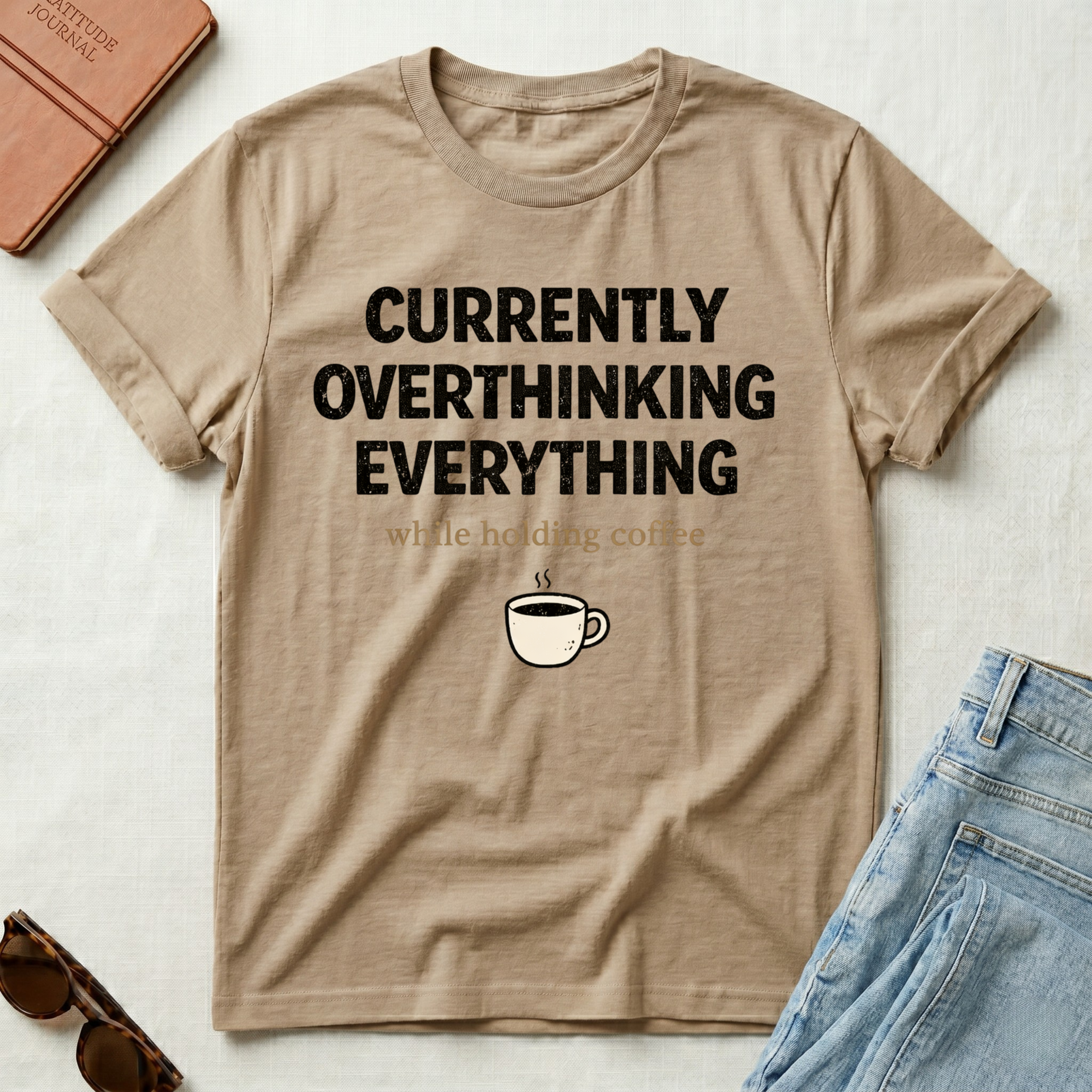 Currently Overthinking Everything While Holding Coffee T-Shirt