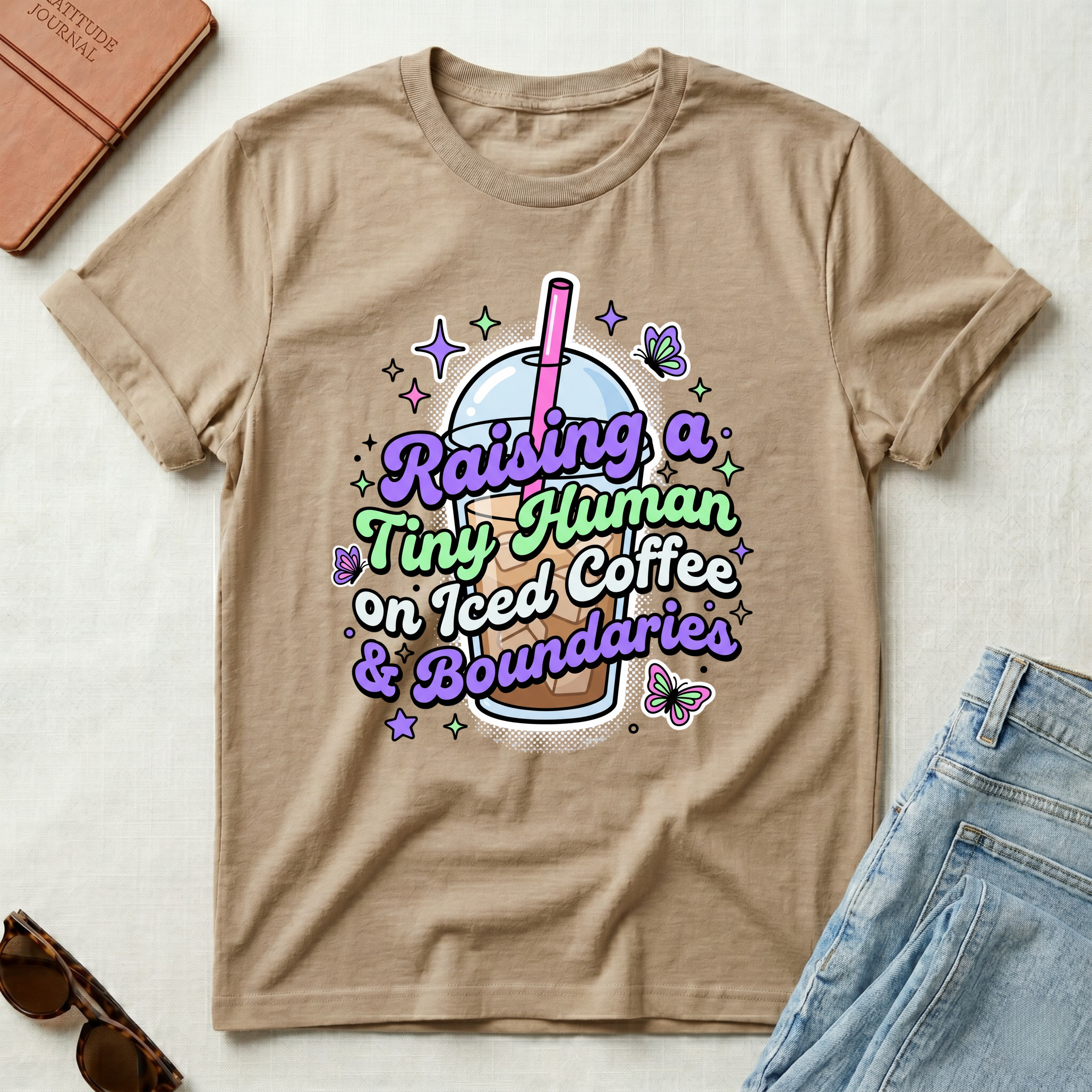 Raising A Tiny Human On Iced Coffee T-Shirt