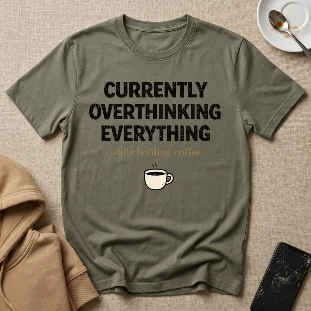 Currently Overthinking Everything While Holding Coffee T-Shirt